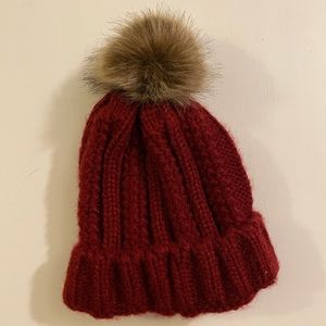 Red Pom hat